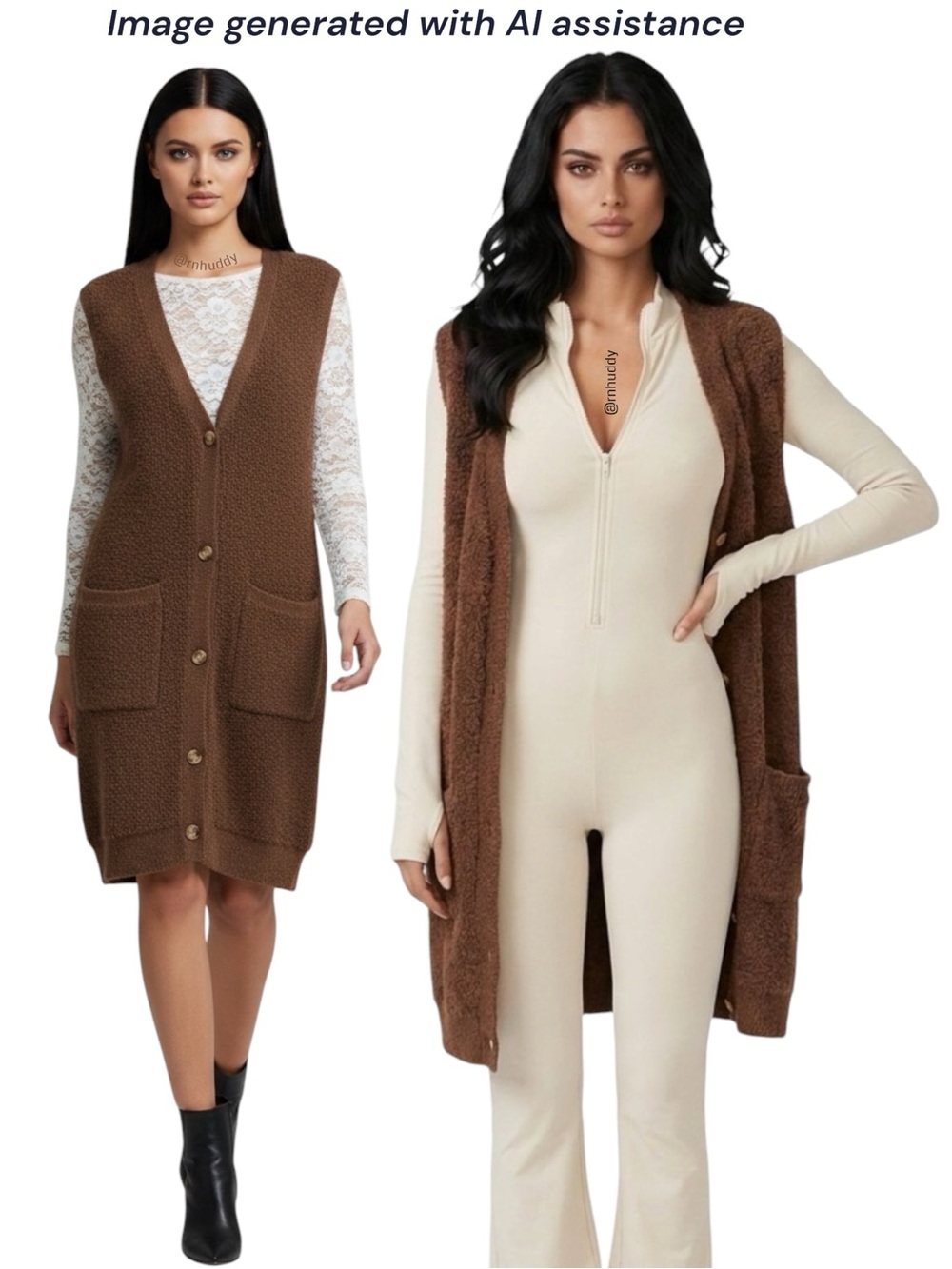 NWT Bluivy S/M brown 3% wool teddy longline vest